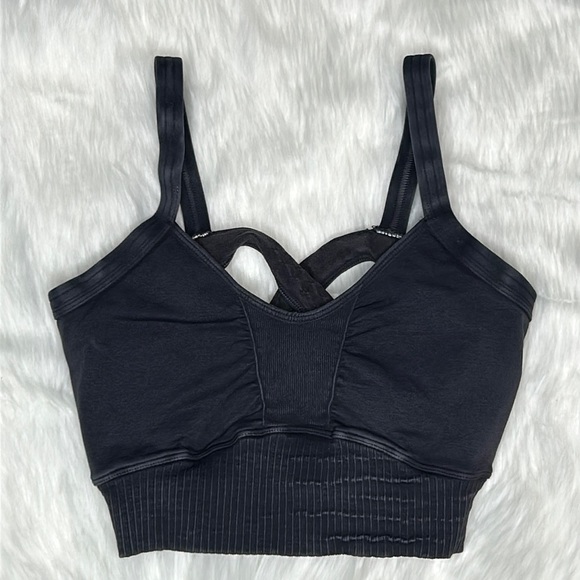 FREE PEOPLE | NWOT Good Karma Scoop Neck Bra in Washed Black * - Picture 4 of 5